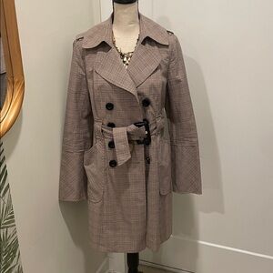 The Limited pink plaid trench coat. Medium